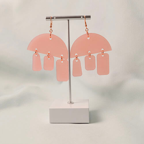 Blush pink laser cut plexiglass earrings